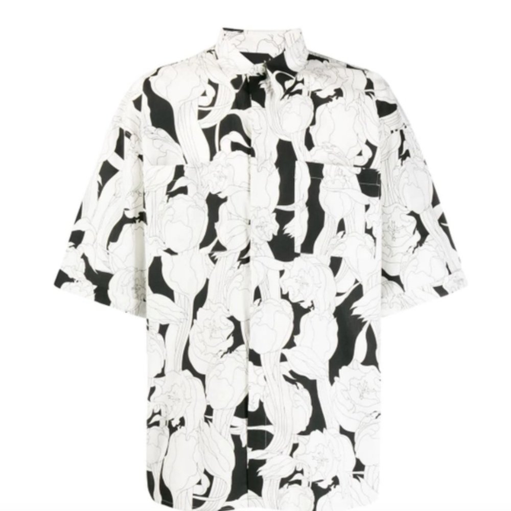 *LIKE NEW* Givenchy Men’s Black & White Floral Bowling Shirt